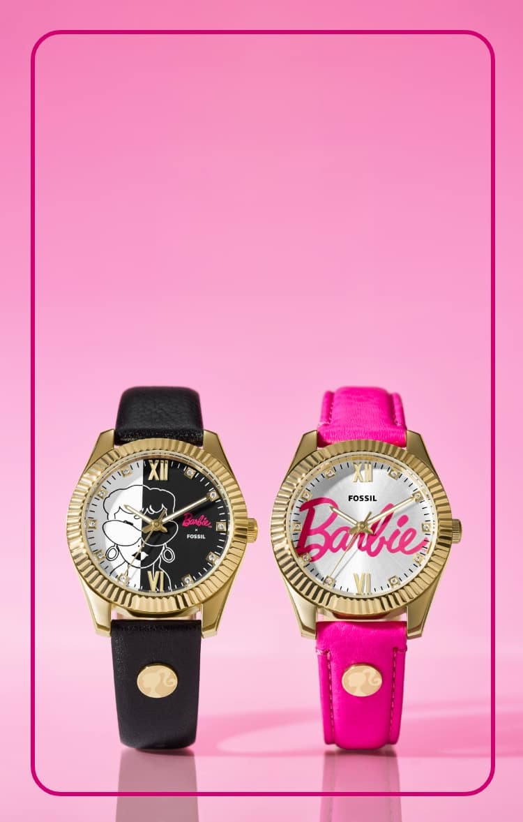 Barbie™ x Fossil Limited Edition Three-Hand Pink Leather Watch and 